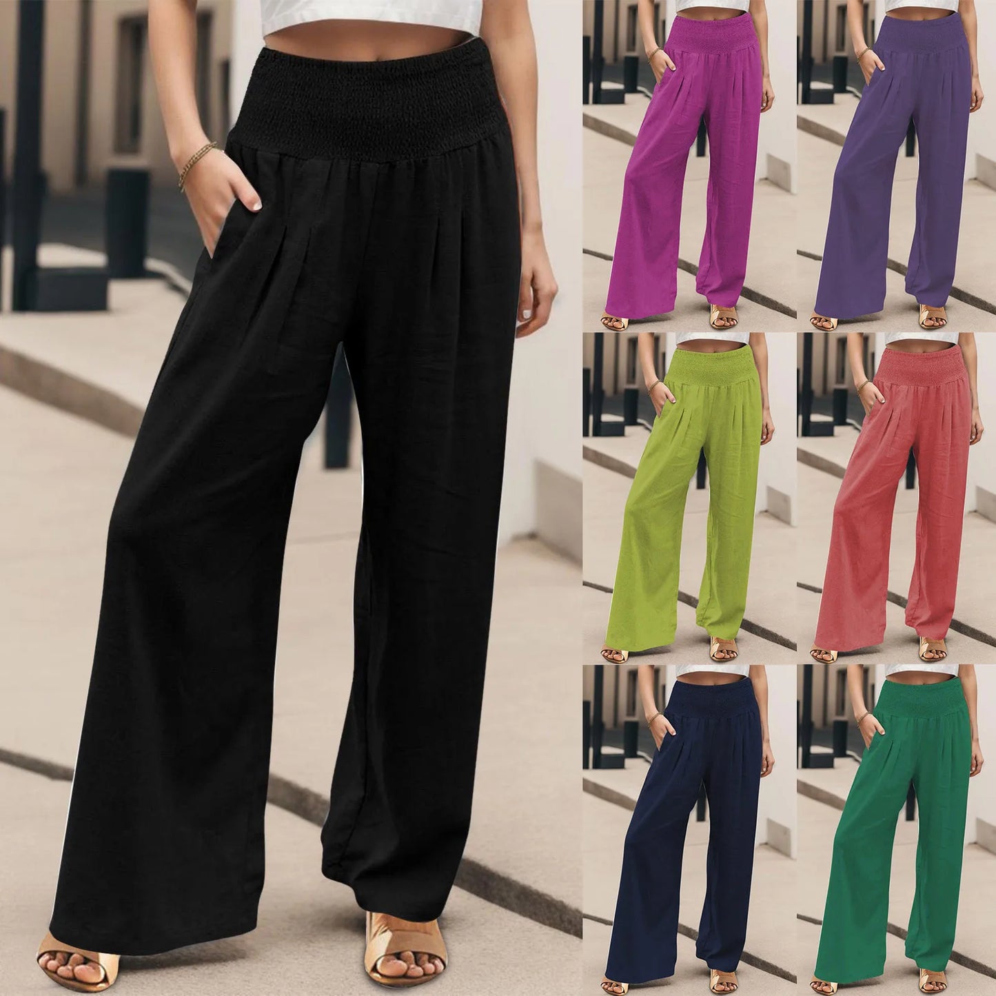 Korean Fashion Wide Leg High Waist Palazzo Pants For Women - S & R Enterprises