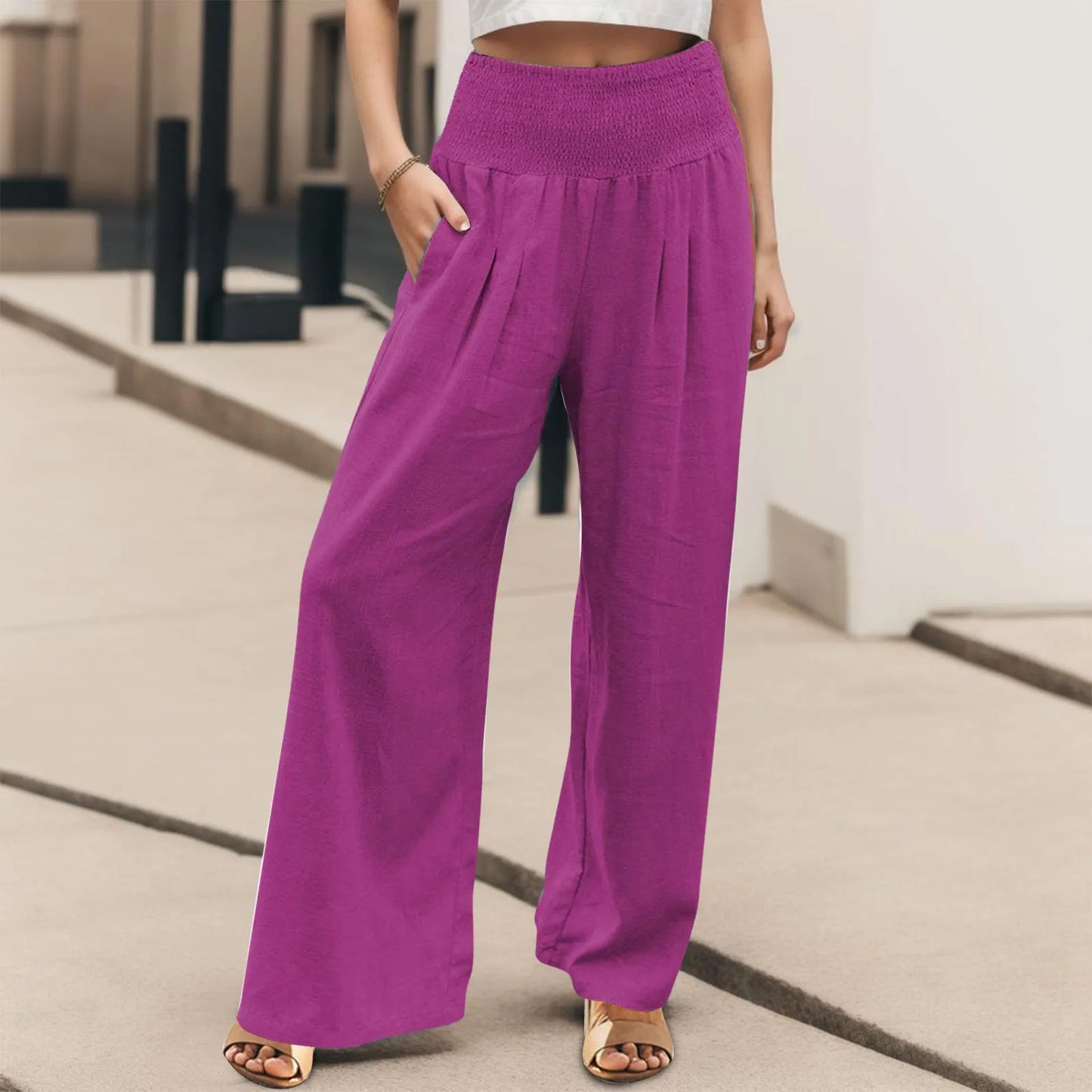 Korean Fashion Wide Leg High Waist Palazzo Pants For Women - S & R Enterprises