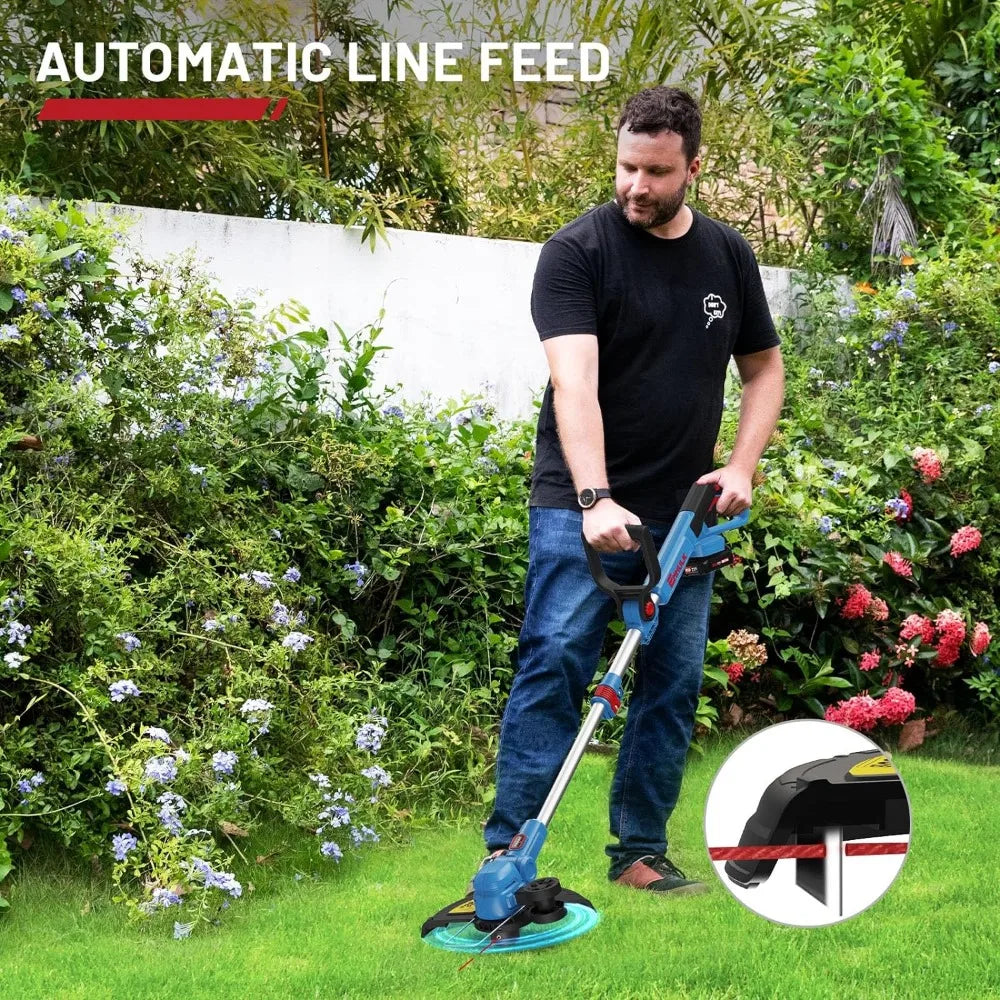 12 Inch Cordless String Trimmer/Edger, 20V Weed Wacker Eater Battery Powered Grass Trimmer