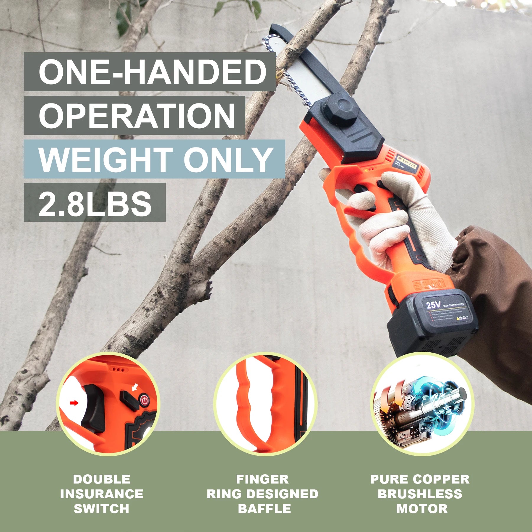 T TOVIA Cordless Electric Pruner Pruning Shears With 5 Inch Electric Chain Saw - S & R Enterprises
