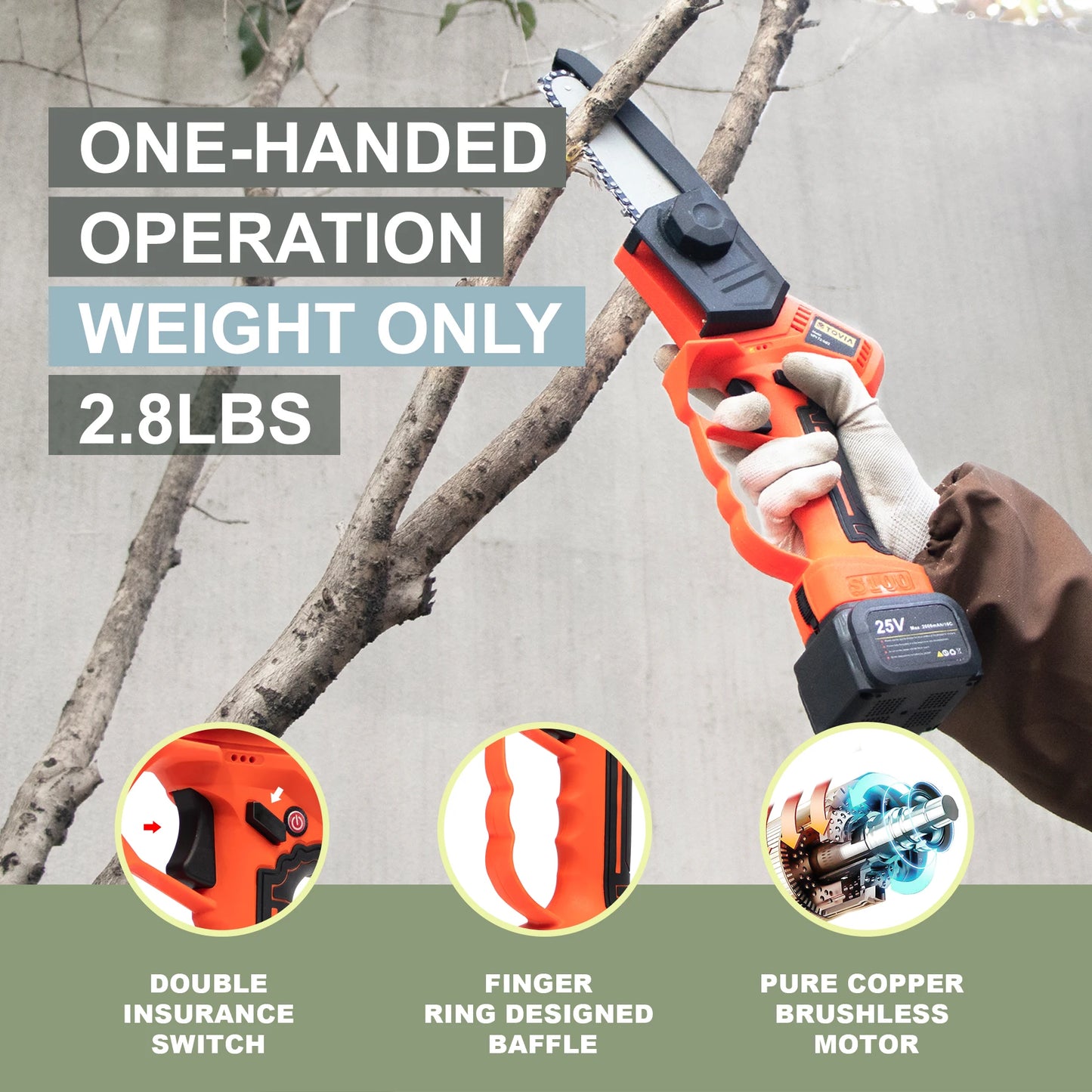 Cordless Electric Pruner 40mm 25V Pruning Shears With 5 Inch Electric Chain Saw Garden Tool Set - S & R Enterprises