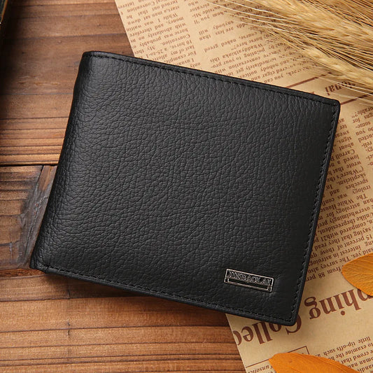 Classic Short Genuine Leather Men Wallets Fashion Coin Pocket Card Holder