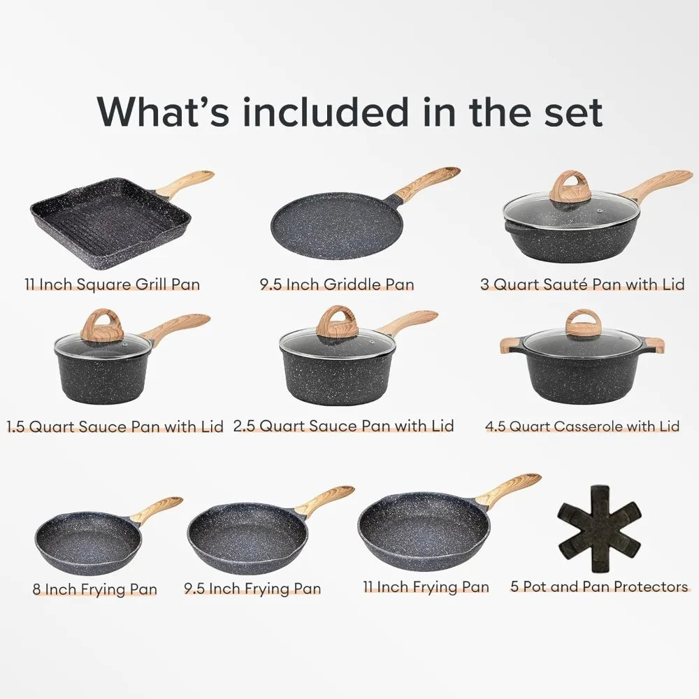 Cast Iron Cookware Bbq Pots and Pans Set Nonstick 23pcs Home Appliance Induction Cooking