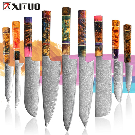 Chef Knife Set Knife Japanese VG10 Steel Kitchen Chef Cleaver Knives