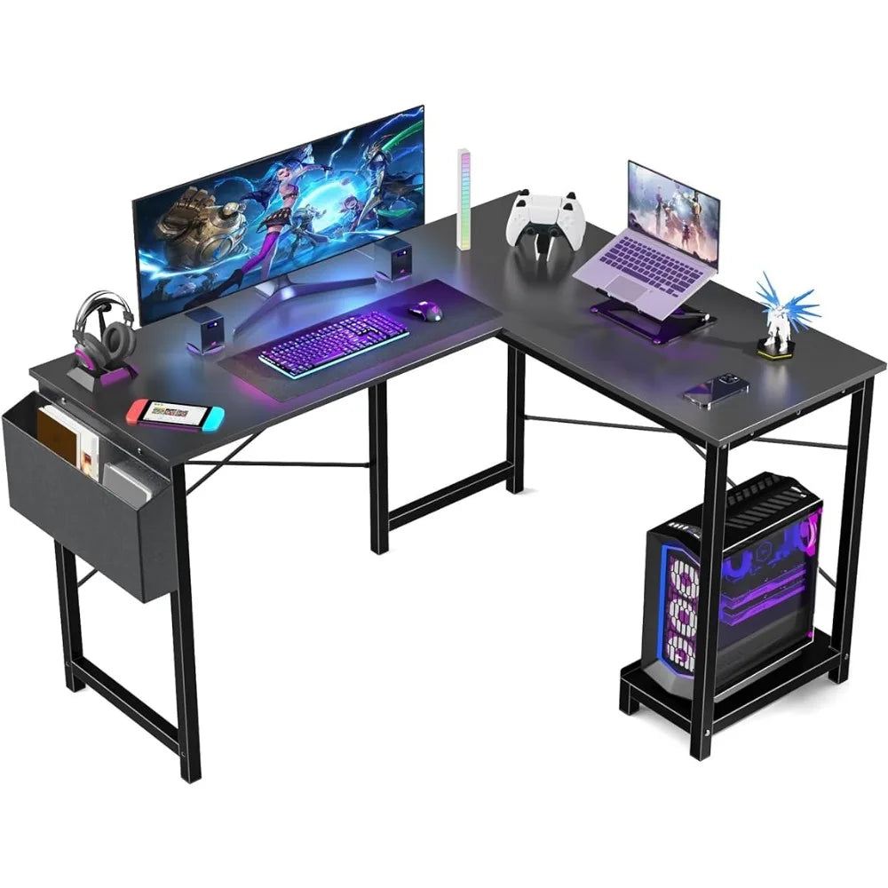 L Shaped Computer Desk Wood Corner PC Gaming Table