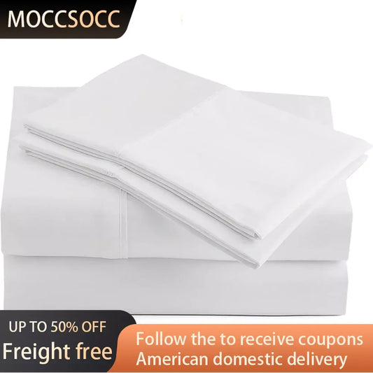 Set of Sheets for Bed Linen Set 100%  Pima Cotton Elastic Fitted Sheet Sets White Solid Color Freight