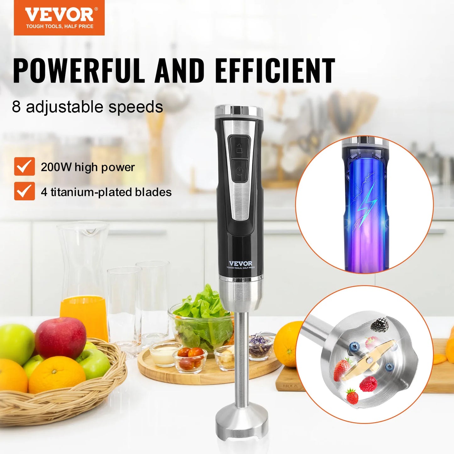 Mini Portable Blender Handheld Mixer Machine 200W 500W  Cordless Recharge