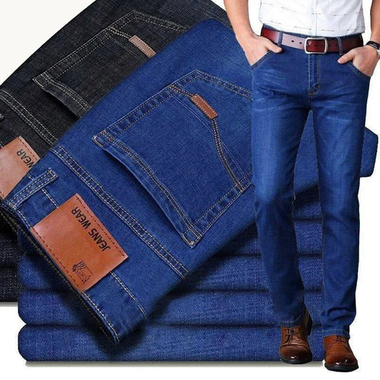 Men's Fashion Business Jeans Classic Style Casual Stretch Slim Jean Pants