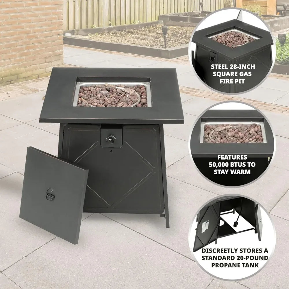 28" Fire Pit Table for Outdoor Backyard Patio, Deck & Porch Heating,