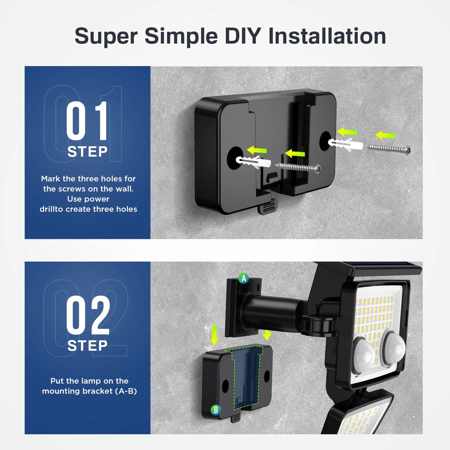 Solar Outdoor Lights - 3000LM 188 LED Motion Sensor