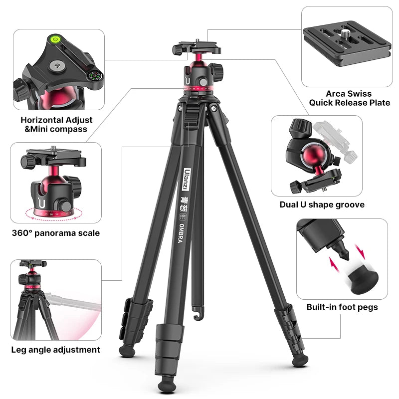 Travel Tripod Aluminum Alloy Metal Outdoor Smartphone DSLR Camera