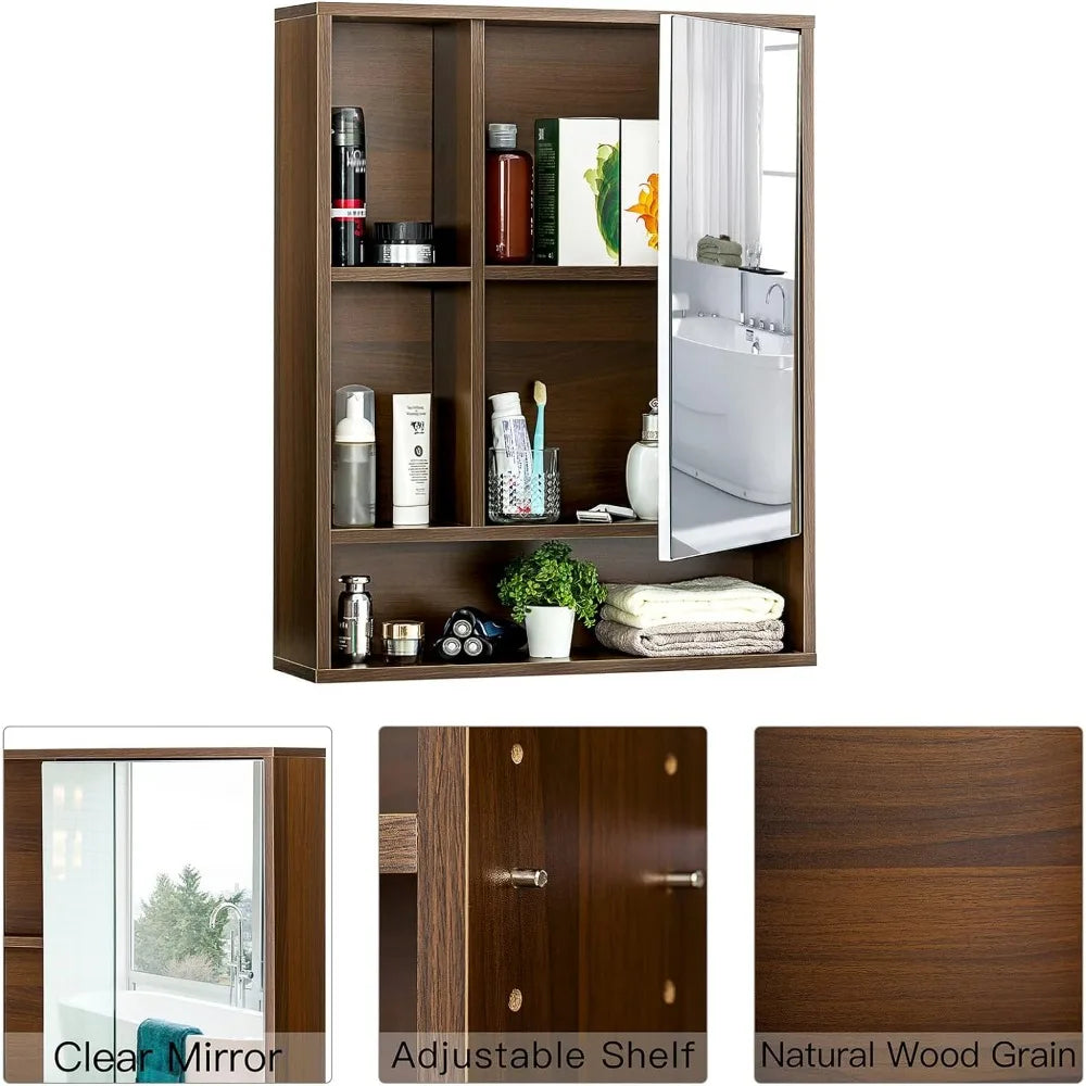 Bathroom Wall Mirror Cabinet, Medicine Cabinet with Single Door