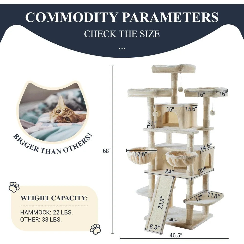 New 68 Inches Cat Tree/Cat Tree House and Towers - S & R Enterprises