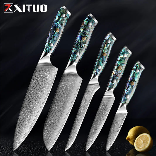 Damascus Steel knife Set Kitchen Cooking Knives Chef Knife - S & R Enterprises