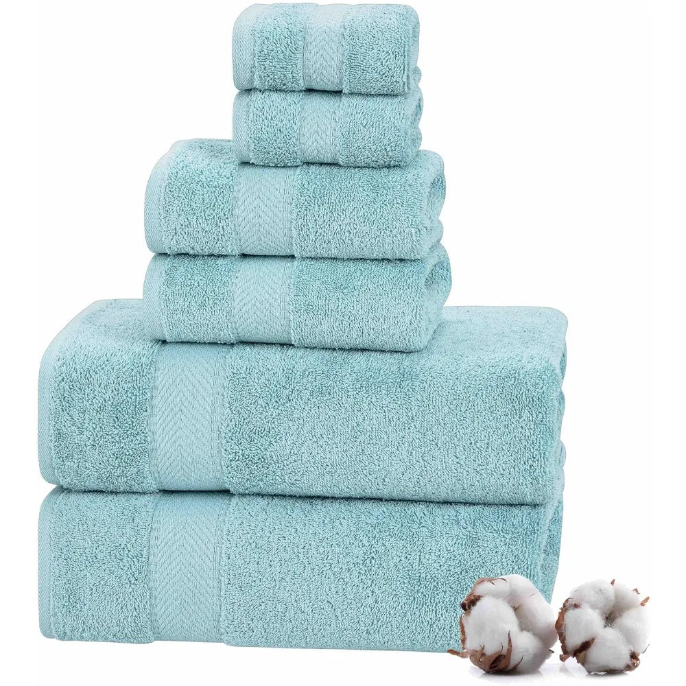 100% Turkish Cotton 6 Pcs Luxury Bath Towel Set, Soft & Absorbent Towels