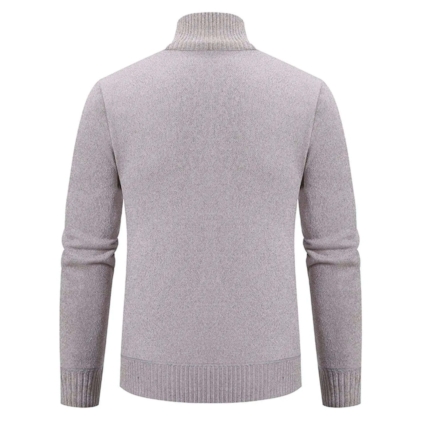 Cardigan Men Fleece Zipper Sweater Zip Up Knitted Stand Collar