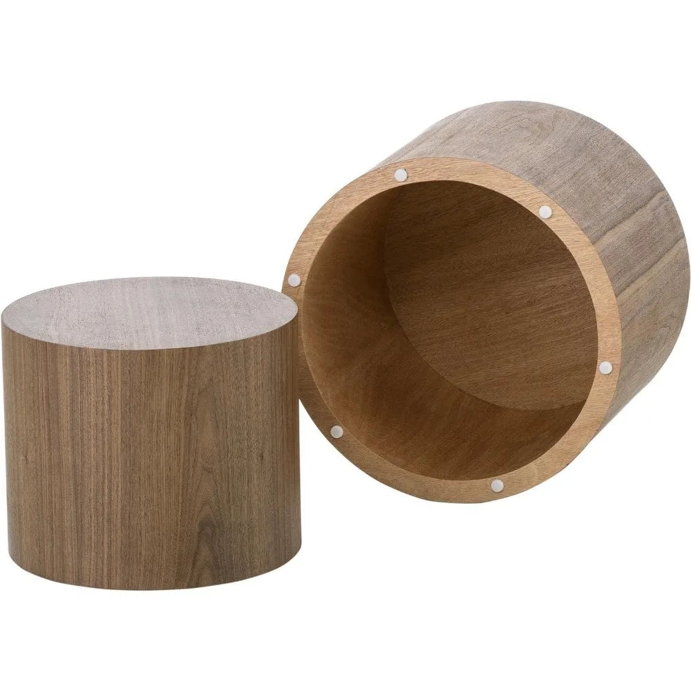 Nesting Coffee Table Set of 2 Modern Circle Table for Small Space Living Room Bedroom Accent