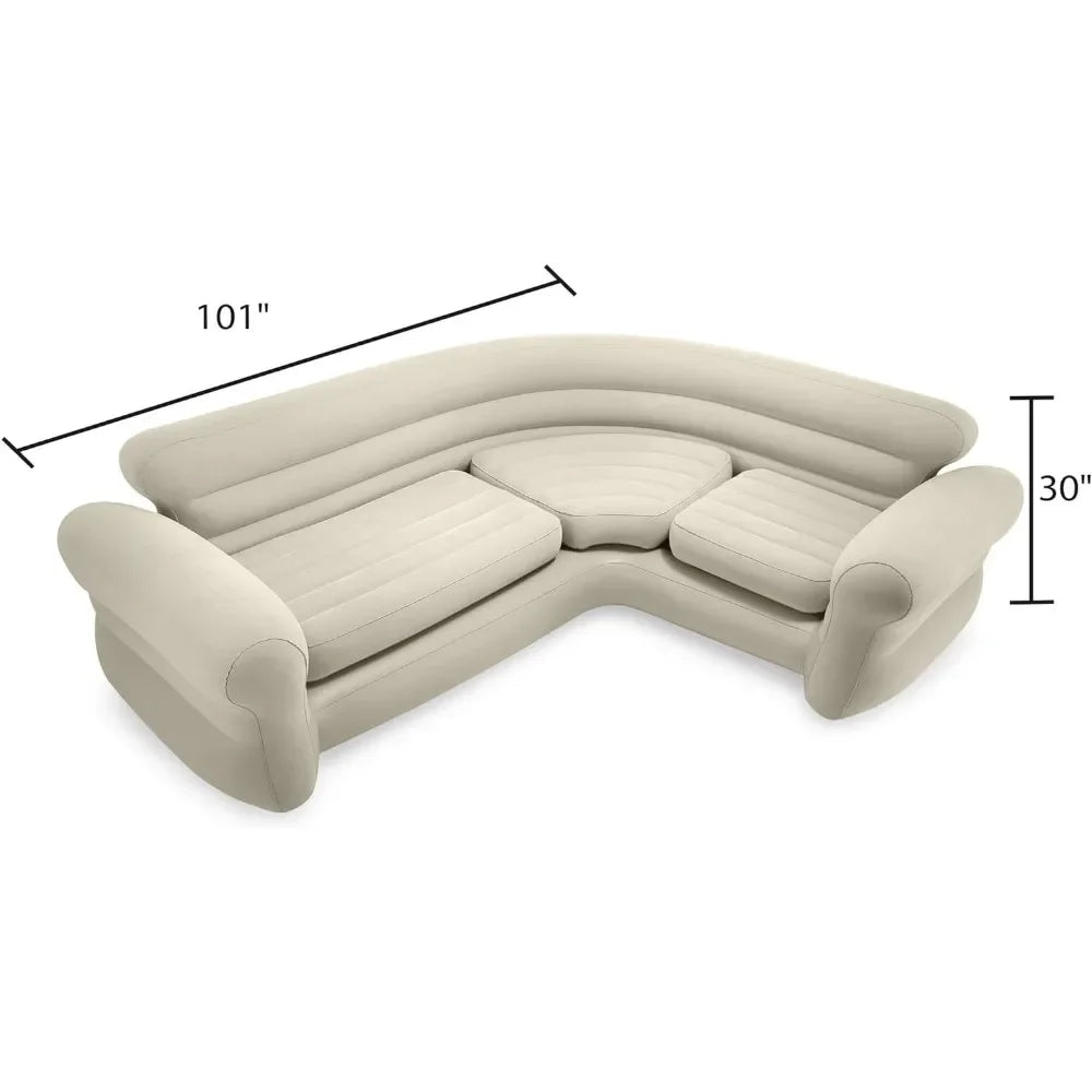 Living room sofa inflatable corner sofa L shape – indoor use – tan - S & R Enterprises