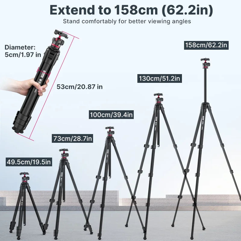 Travel Tripod Aluminum Alloy Metal Outdoor Smartphone DSLR Camera