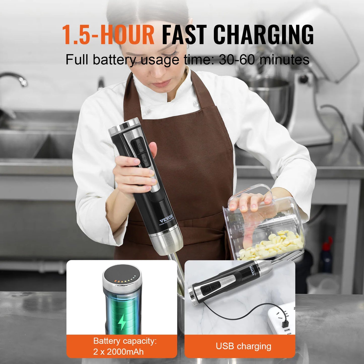 Mini Portable Blender Handheld Mixer Machine 200W 500W  Cordless Recharge