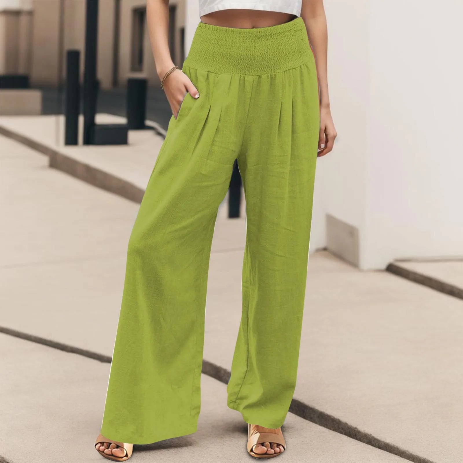 Korean Fashion Wide Leg High Waist Palazzo Pants For Women - S & R Enterprises