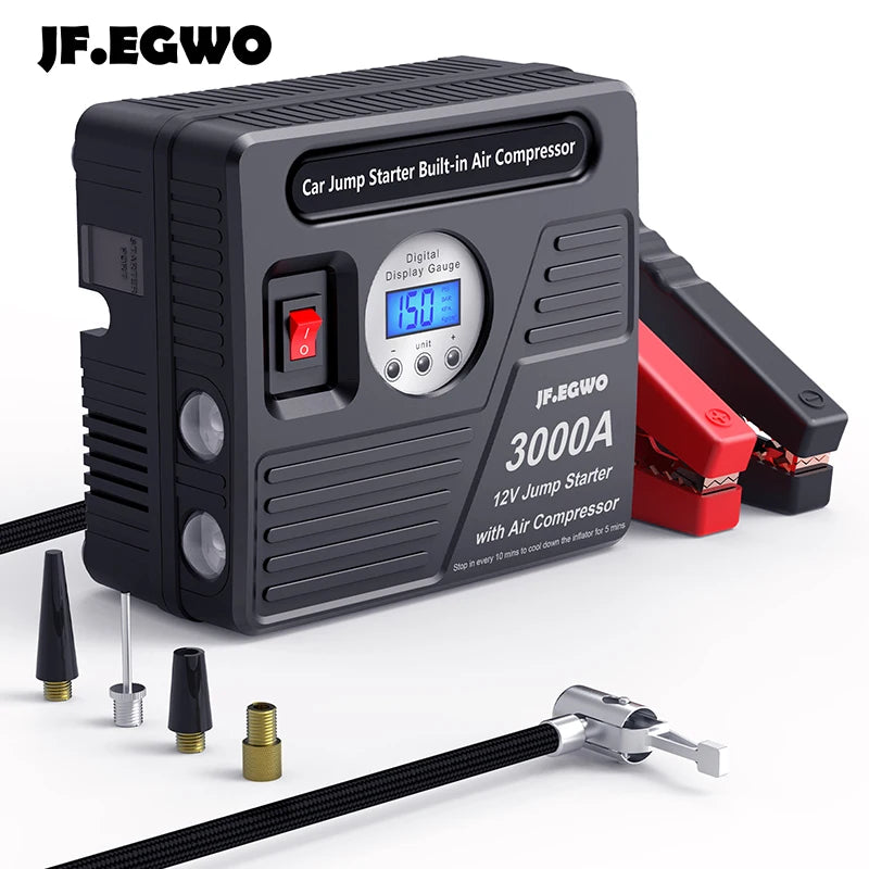 2000A 3000A Car Jump Starter Device Booster Air Compressor 24000mAh Power Bank