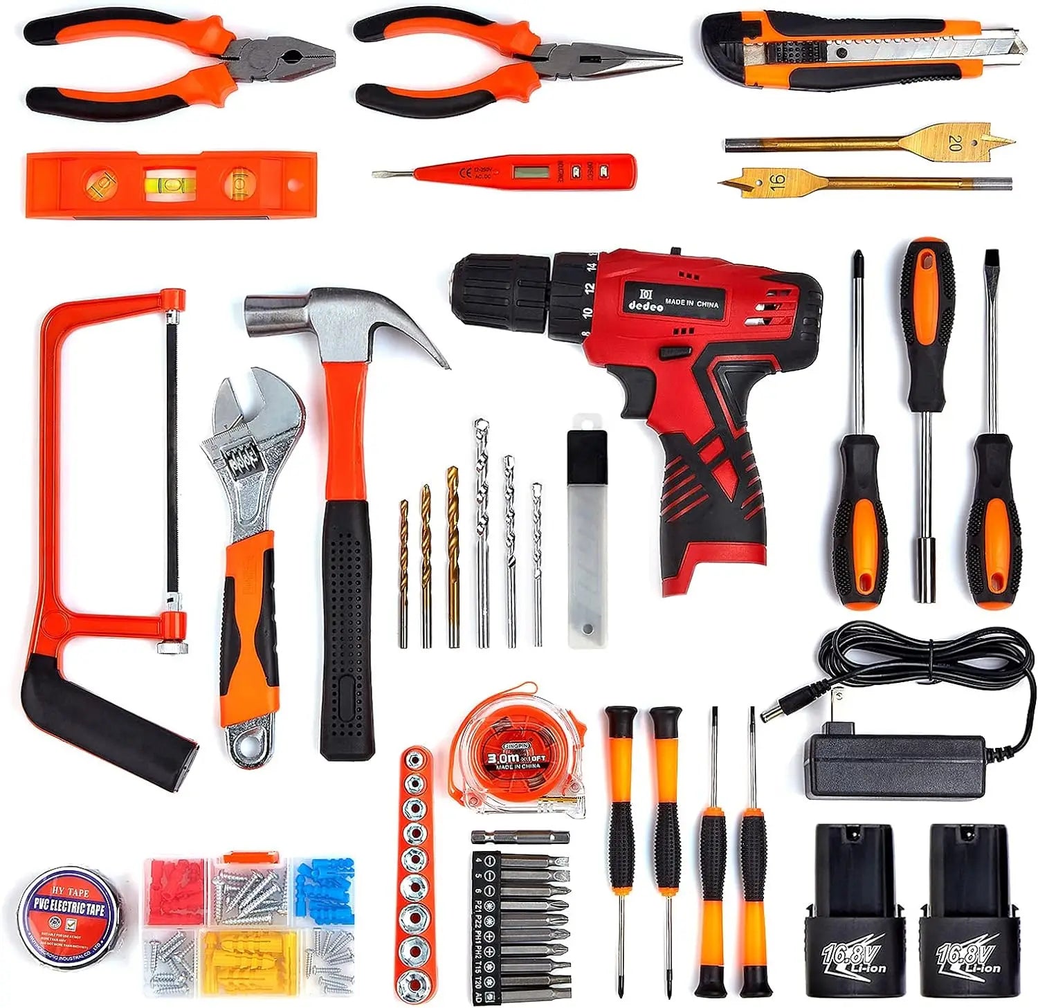 Tool Set with Drill, 108Pcs Cordless Drill Household Power Tools - S & R Enterprises